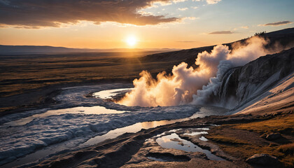 Geyser Field Secrets in Cloudy Summer: The Discoverer's Excursion Immersed in Landslide