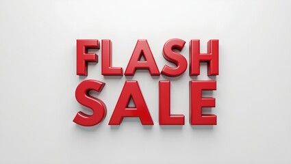 3D metallic FLASH SALE letters on gray backdrop