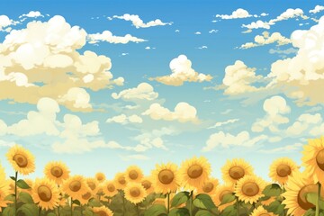 Obraz premium Sunflower field sky landscape backgrounds outdoors.