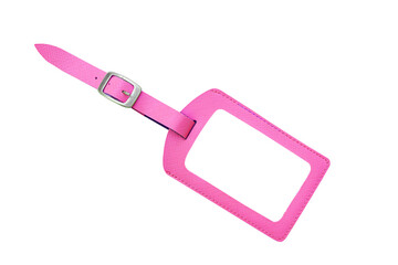 id card holder, business card pink case with belt strap, mockup with leather texture. on white background. PNG