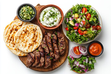 Delicious Greek gyro platter with pita, tzatziki, and fresh salad