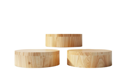 Wooden podium pedestal on transparent background