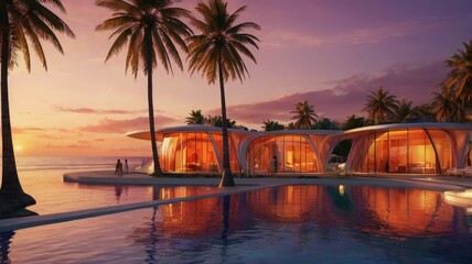 Naklejka premium radiant sunset: a symphony of colors in nature's tranquility