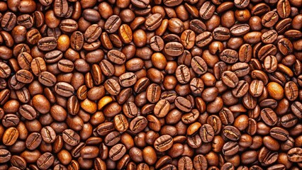 Fototapeta premium Close-up of roasted coffee beans in rich brown color for beverage preparation