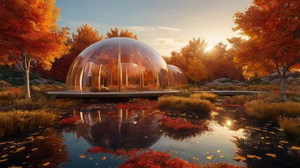 Obraz premium radiant sunset: a symphony of colors in nature's tranquility