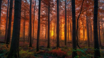 Fototapeta premium radiant sunset: a symphony of colors in nature's tranquility