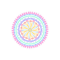 Simple mandala with aesthetic color, beautiful line shape doodle that that inspired by wheel and flower, vintage that can be use for social media, wallpaper, etc.	