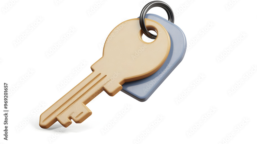 Aufkleber key with label, 3d icon. 3d object on a transparent background