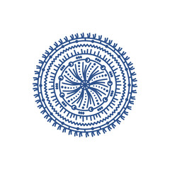 Simple mandala with aesthetic blue color, beautiful line shape doodle that that inspired by wheel and flower, vintage that can be use for social media, wallpaper, etc.	