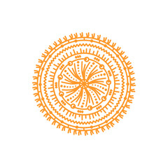 Simple mandala with aestheticorange  color, beautiful line shape doodle that that inspired by wheel and flower, vintage that can be use for social media, wallpaper, etc.	