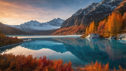 radiant sunset: a symphony of colors in nature's tranquility