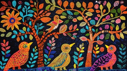 Vibrant Gond tribal art patterns from India