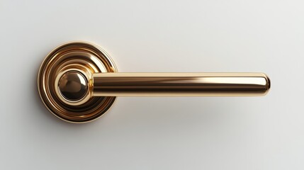 Elegant Gold Door Handle on Minimalist White Background