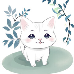 Obraz premium Cute white cat