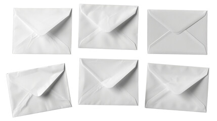 Fototapeta premium White postal envelope set on transparent background