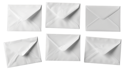 White postal envelope set on transparent background