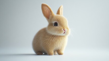 Obraz premium Adorable Fluffy Baby Rabbit in Soft Minimalistic Background