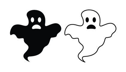Ghost cartoon black and white flat vector icon design