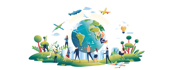 Sustainable World Concept on Transparent Background