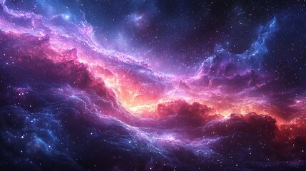 Obraz premium Semiabstract night sky with swirling stars and constellations where cosmic elements blend into dreamy hues of purple and blue