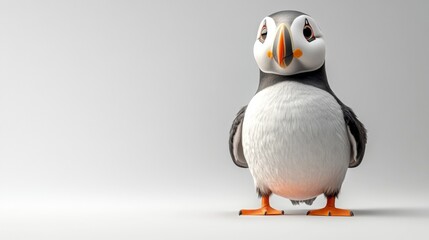 Obraz premium A Cartoon Puffin Standing Against a White Background