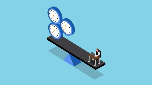 Time pressure and creativity in organizations psychological stress. Businessman has less time available isometric 3d animation cartoon