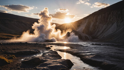 Geyser Field Forgotten in Cloudy Summer: The Adventurer's Odyssey Enveloped in Landslide