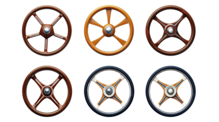 Steering wheel on transparent background