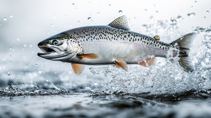 Salmon Leaping Out of Water