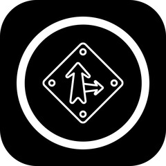 Go Straight Or Right Vector Icon Design