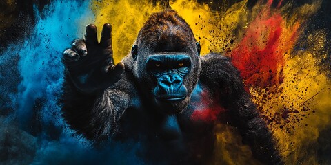 Gorilla Reaching Out in Vibrant Colors