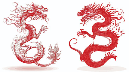 Red Dragon Illustrations Collection Chinese New Year Theme