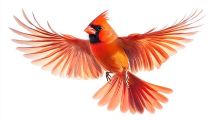 Obraz premium Vibrant Cardinal in Flight: A Display of Grace and Colorful Feathers