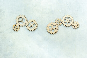 Gears chain beak as a symbol of problem in teamwork and business automation