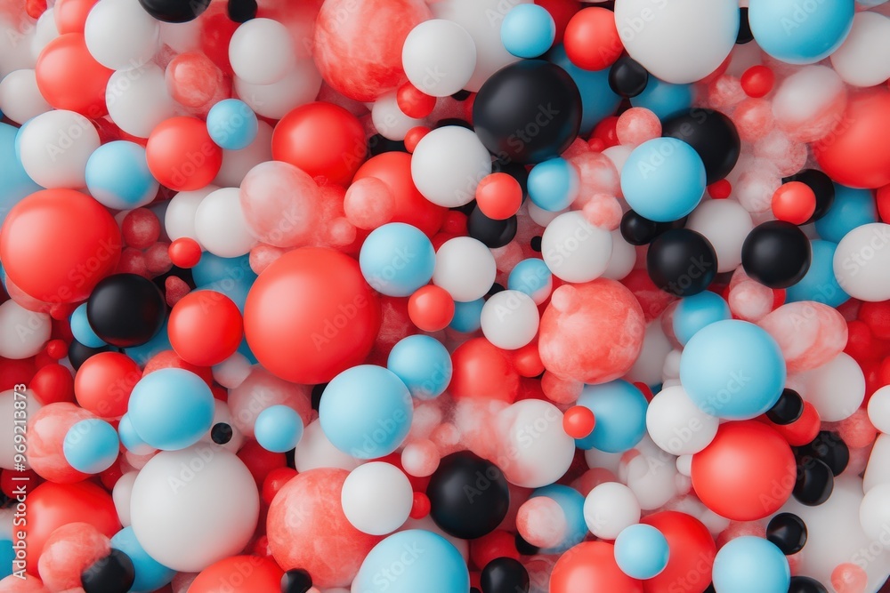 Poster exploring the vibrant symphony of colors through an array of playful bubbles and spheres.
