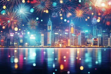 Hong Kong Skyline Fireworks