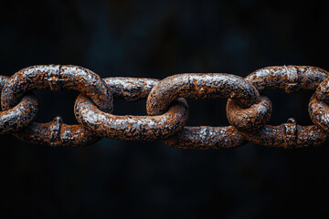 Fototapeta premium A close up of rusted metal chain evokes sense of decay and neglect