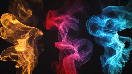 Obraz premium Abstract colorful smoke on a dark background.