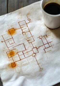 Intricate architectural blueprint featuring a detailed technical sketch or diagram showcasing design concepts engineering solutions and innovative planning for a construction or development project