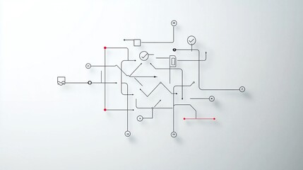 Intricate digital blueprint with interconnected lines shapes and symbols representing the complex architecture and logic of innovative technology solutions
