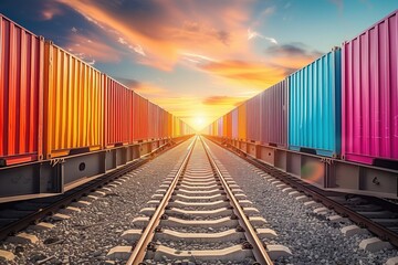 Obraz premium transportation of containers by rail
