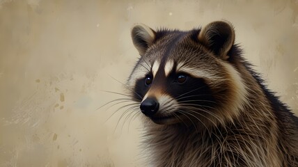 Obraz premium Adorable raccoon on an abstract background