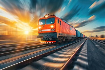 Fototapeta premium transportation of containers by rail