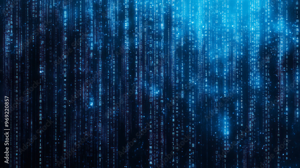 Poster abstract digital computer technology business background. Data Analysis and Access to Digital Data, Digital Cyberspace with Particles and Digital Data Network Connections