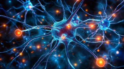 Fototapeta premium Neurons and nerve cells understanding electrical and chemical signals in the nervous system