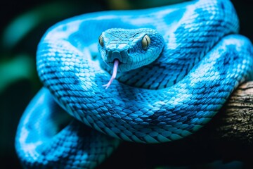 Fototapeta premium Blue Snake Wrapped Around a Branch