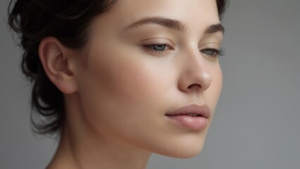 Fototapeta premium Natural Beauty, Serene Woman with Flawless Skin