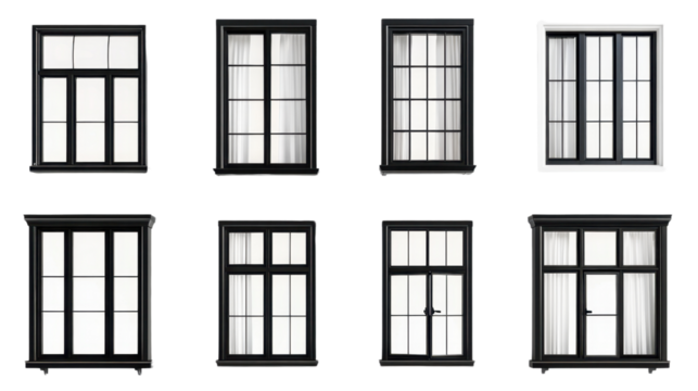 Modern windows on transparent background