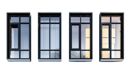 Modern windows on transparent background