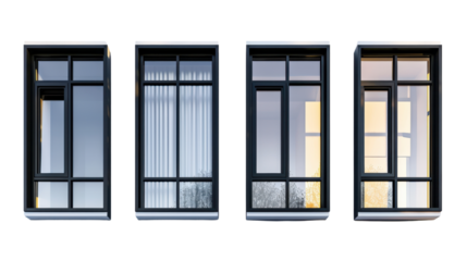 Modern windows on transparent background